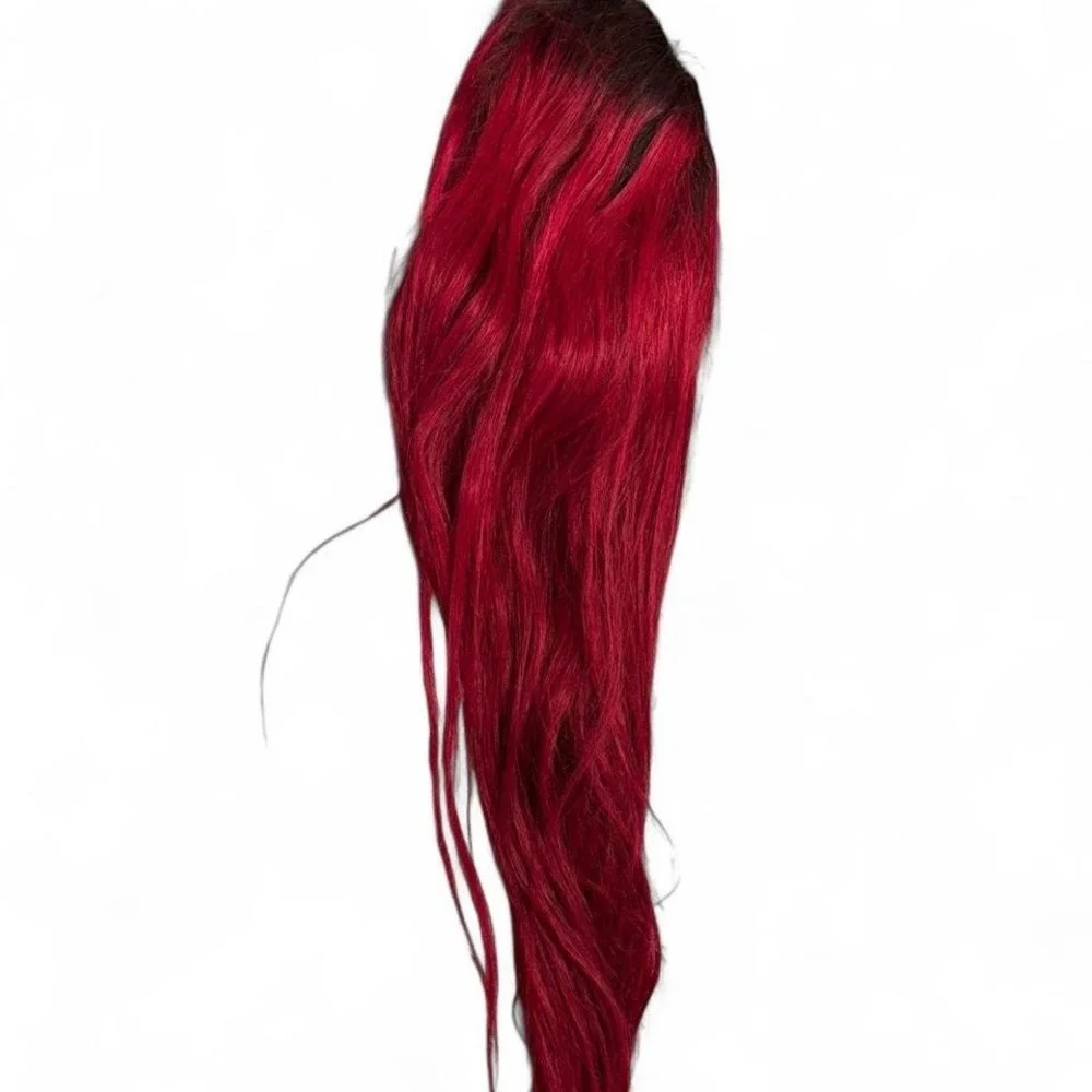 30 inch custom colored Red ombre wig. Washed before shipment. 13x6 precut wig